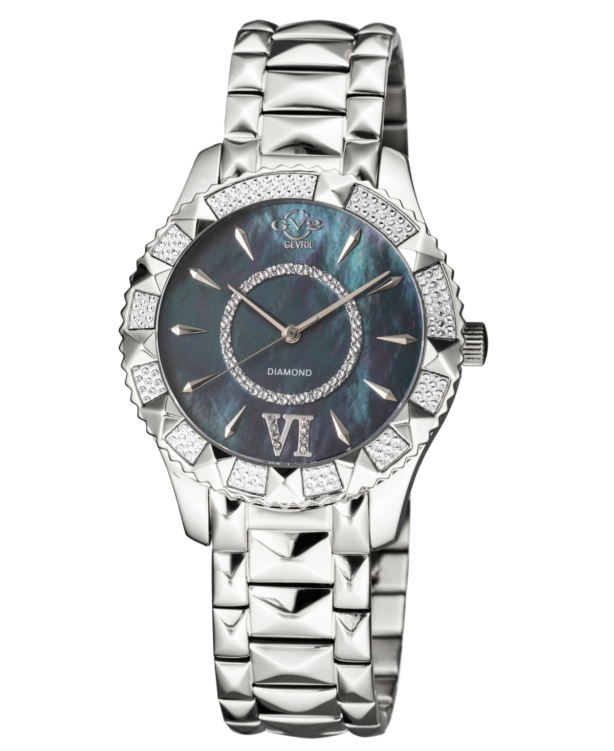 Gv2 By Gevril Women's Venice Swiss Quartz Diamond Accents Silver-tone Stainless Steel Bracelet Watch
