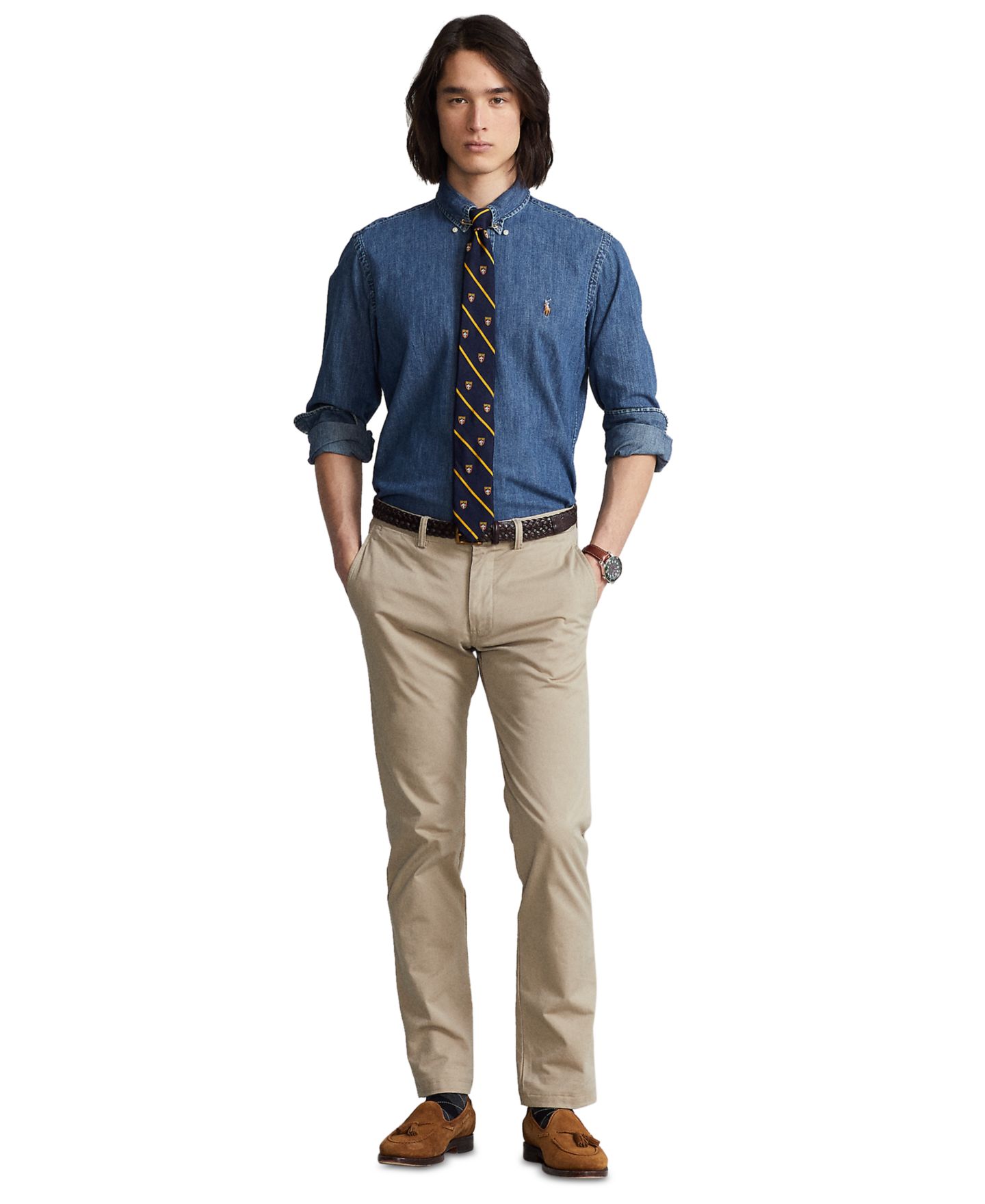 Мужская рубашка Polo Ralph Lauren Classic-Fit Denim, цвет: Джинсовый — фото 6
