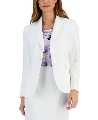 Kasper Petite Notched Three-Button Flap-Pocket Blazer - Macy's