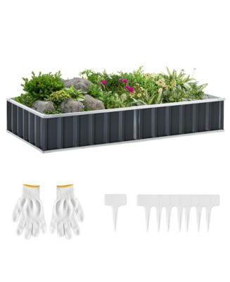 Outsunny Metal Raised Garden Bed No Bottom Large Steel Planter Box w ...