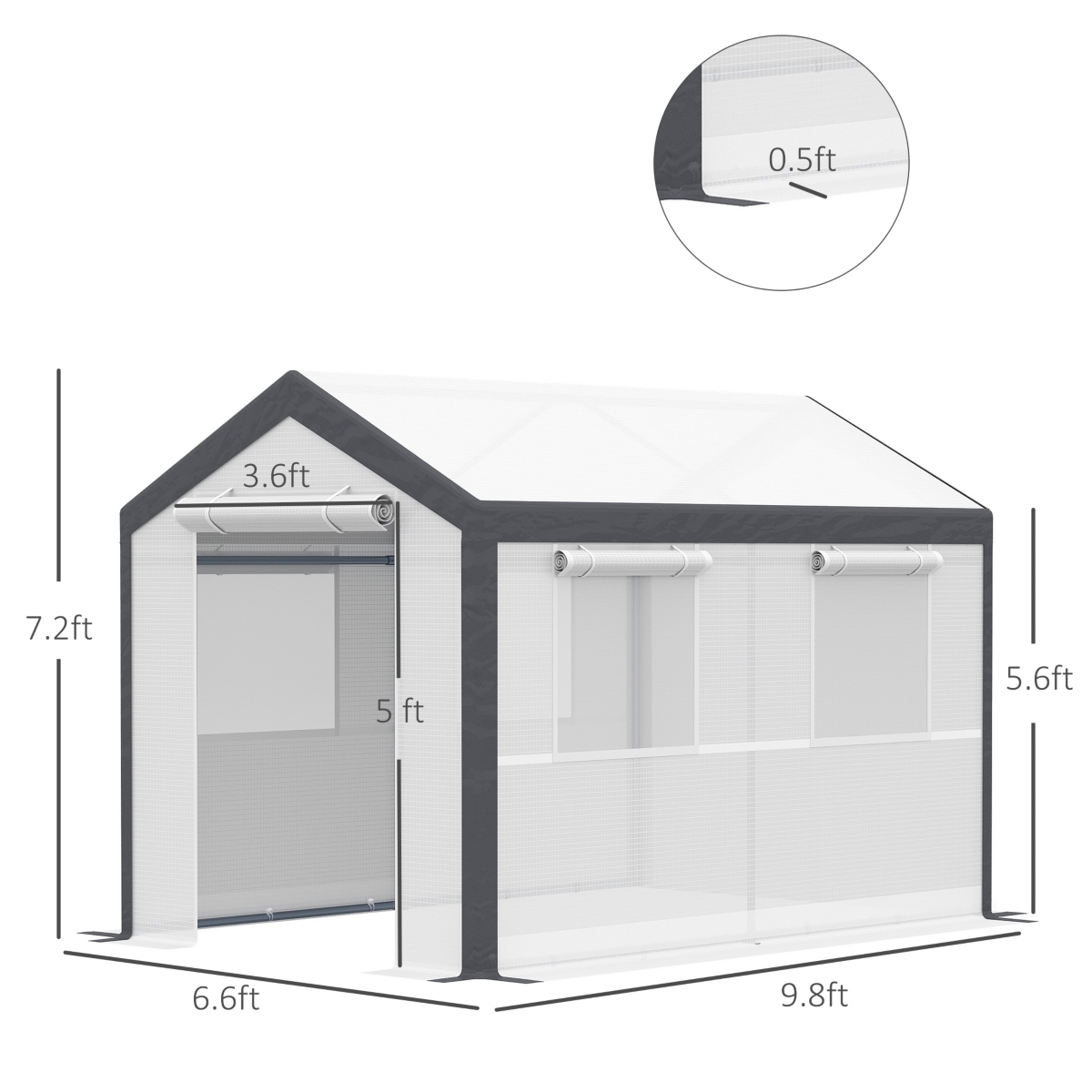 Outsunny Large Walk-in Garden Greenhouse w/ Roll Up Door, 4 Windows