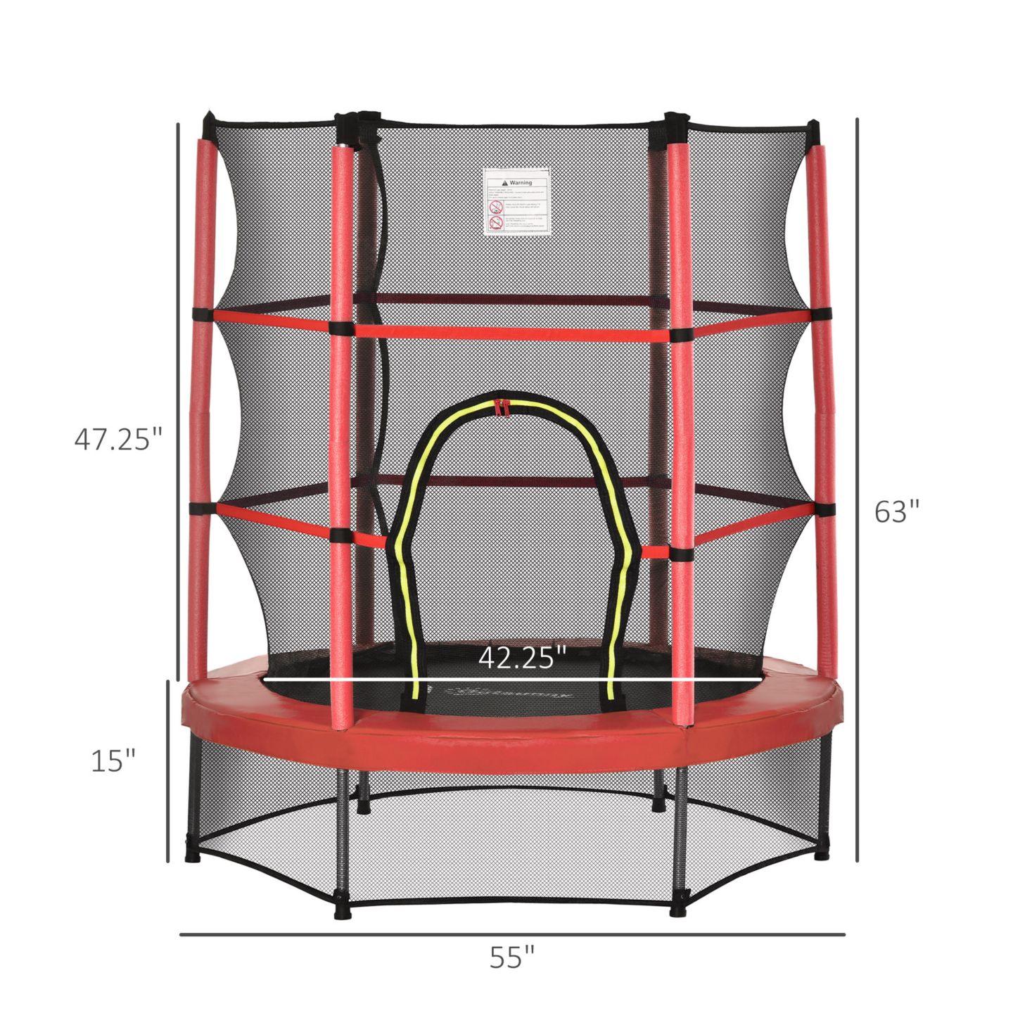 Детская игрушка Outsunny 5FT Springless Trampoline with Enclosure Net, 99 lbs Capacity, Ages 3-6 — фото 2