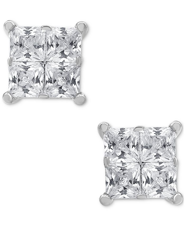 Macy's princess shop cut diamond earrings
