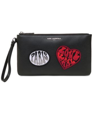 KARL LAGERFELD PARIS - Faux Leather Signature Patch Wristlet