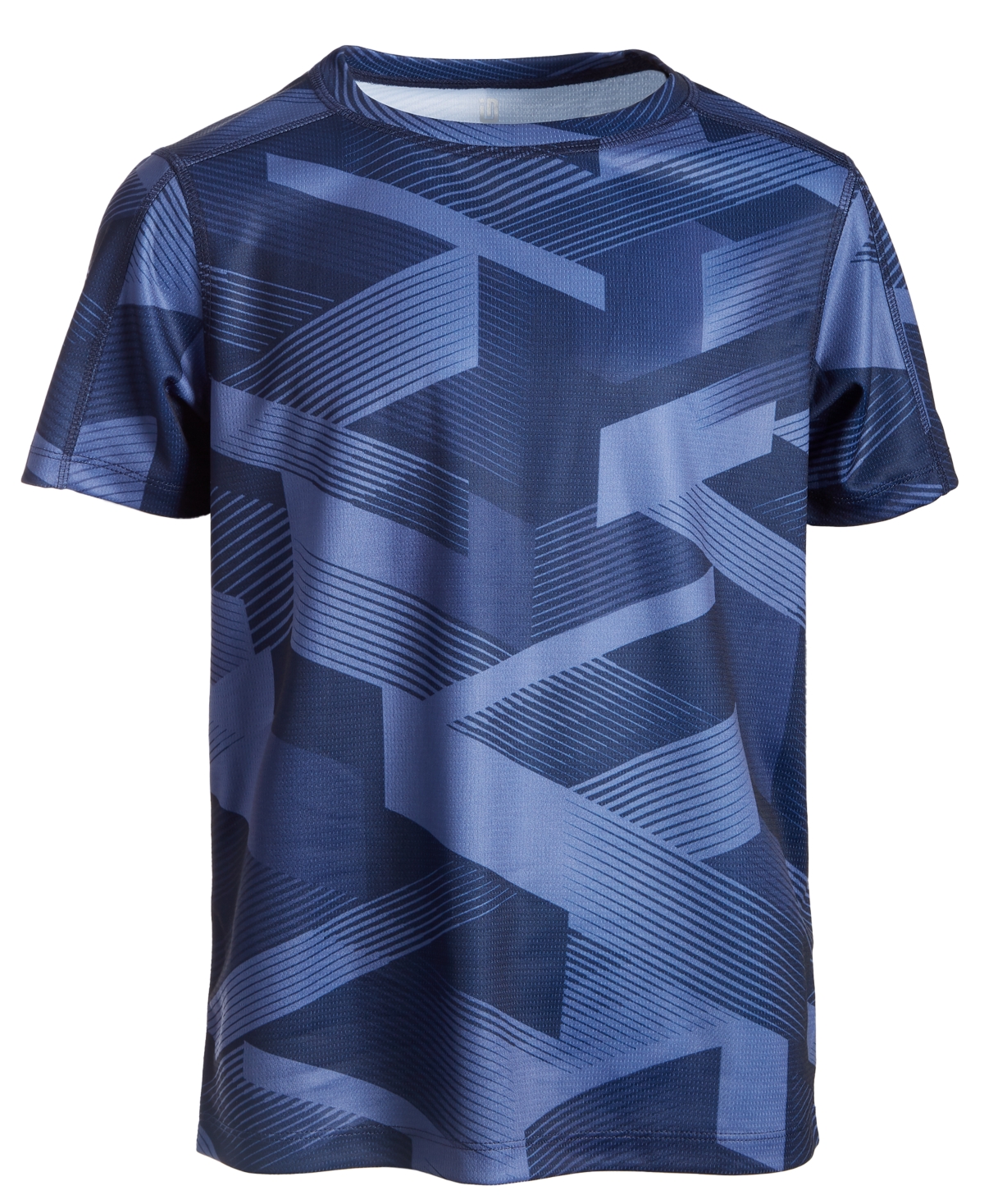 Id Ideology Big Boys All Over Geometric Graphic Crush Short Sleeve T-shirt, With Crew Neck, Created For Macy's In Indigo Sea
