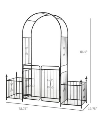 87in Metal Garden Arbor Arch Gate w/ 2 Side Planter Boxes & Vine Frame