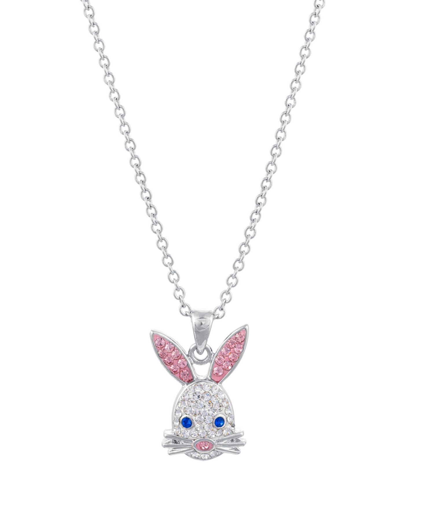 Pink and White Crystal Necklace in Fine Silver Plated Brass