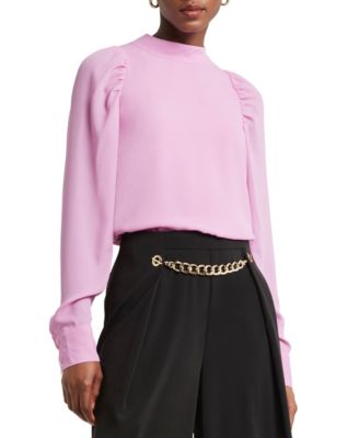H Halston - Women's Tie-Back Boat-Neck Long-Sleeve Blouse