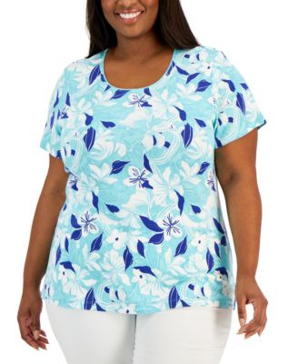 Karen Scott - Plus Size Scoop-Neck Short-Sleeve T-Shirt