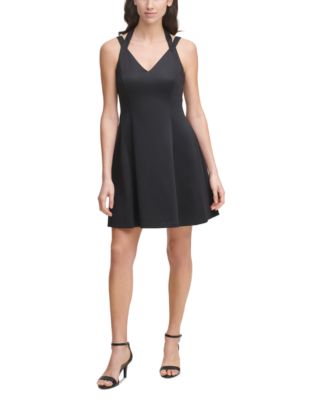 GUESS Women's Sleeveless Embossed Scuba Fit & Flare Dress & Reviews ...