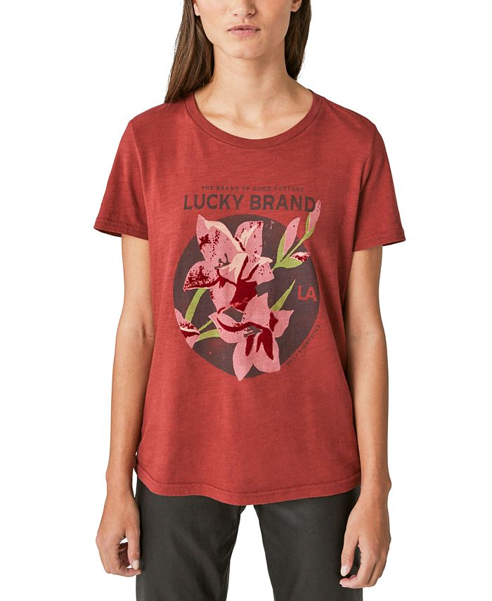 Lucky Brand Scoop-Neck Floral-Print T-Shirt - Macy's