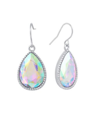 Pear Shape Crystal Drop Earrings (7/25 ct. t.w.) in Fine Silver Plated Brass