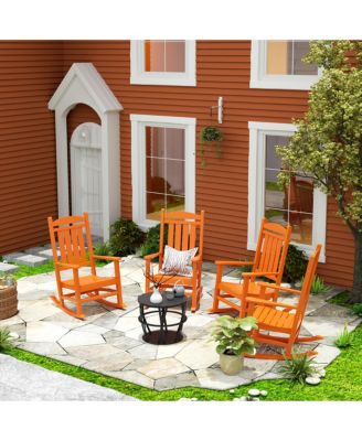 All-Weather Outdoor Patio Poly Classic Porch Rocking Chair (Set of 4)