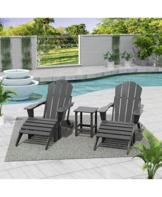 5 Piece Outdoor Adirondack Folding Chair with Ottoman Side Table Set