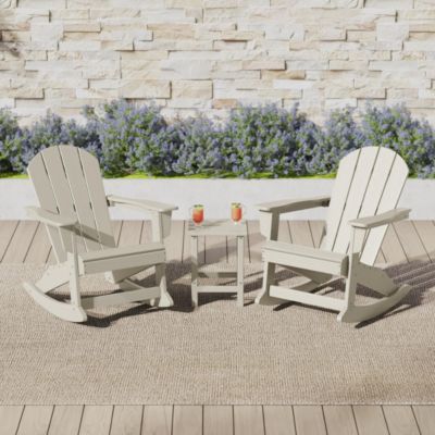 3 Piece set Outdoor Patio Poly Adirondack rocking chairs with side table