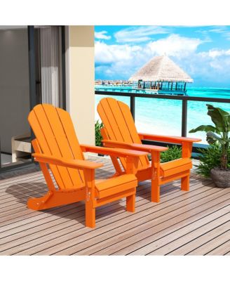 All-Weather Contoured Outdoor Poly Folding Adirondack Chair (Set of 2)