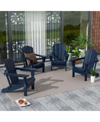 All-Weather Contoured Outdoor Poly Folding Adirondack Chair (Set of 4)