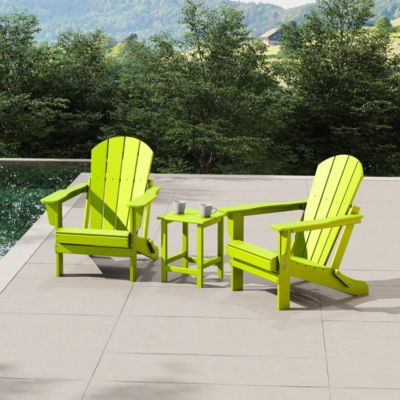 3 Piece Set Outdoor Folding Adirondack Chairs with Side Table