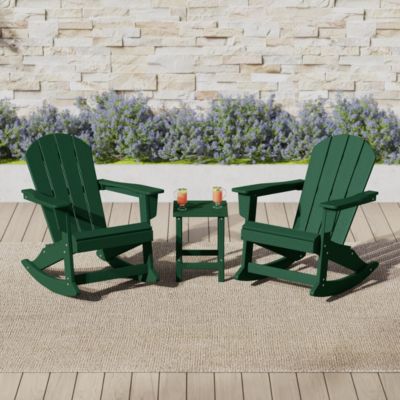 3 Piece set Outdoor Patio Poly Adirondack rocking chairs with side table