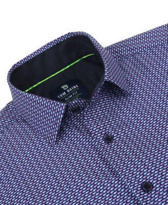 Men's Slim Fit Performance Long Sleeve Printed Dress Shirt