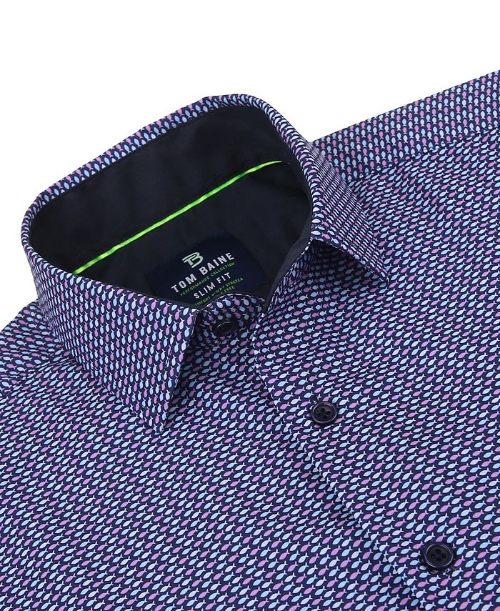 Tom Baine Men #39 s Slim Fit Performance Long Sleeve Printed Dress Shirt