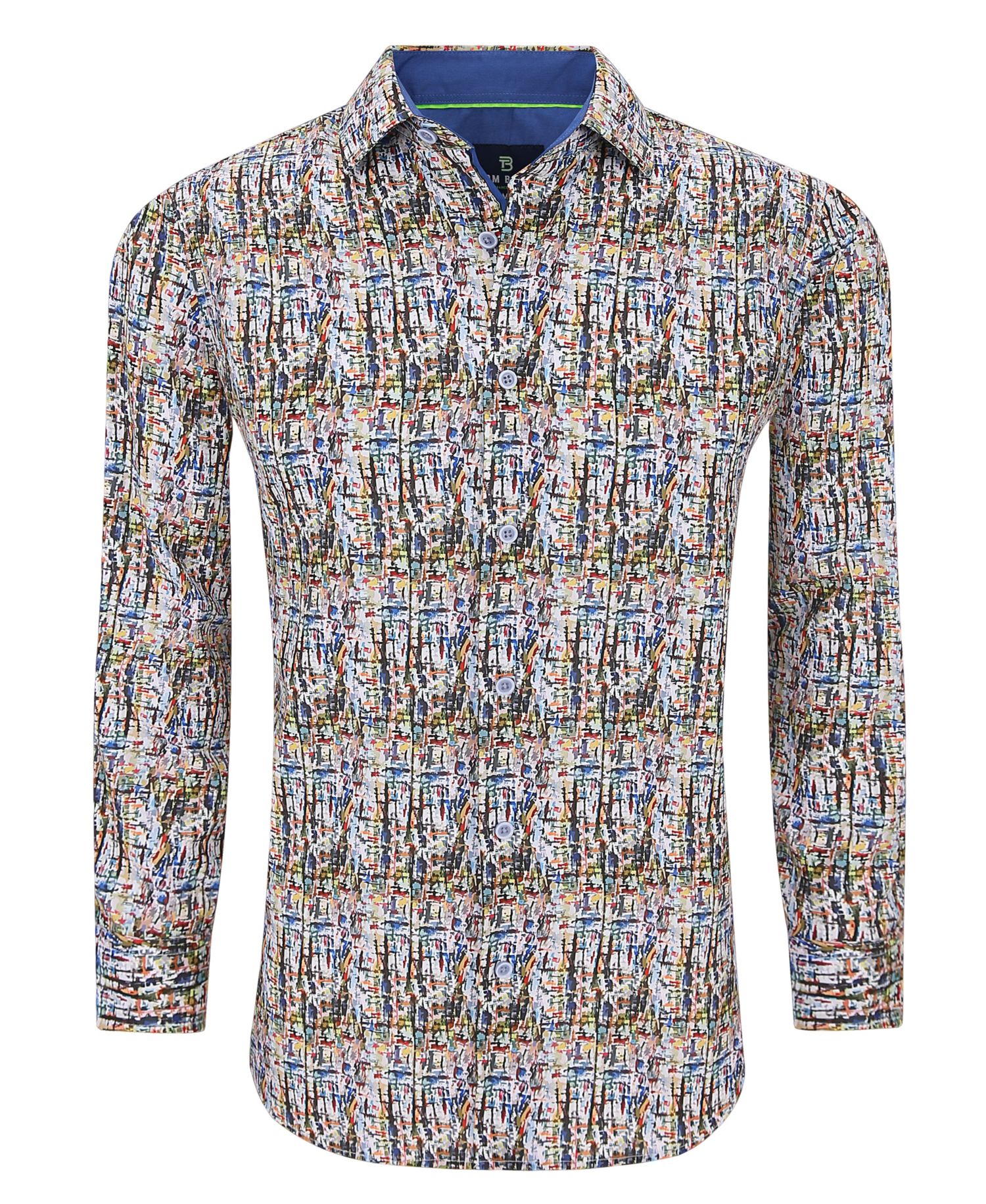 Men's Slim Fit Performance Long Sleeve Printed Dress Shirt