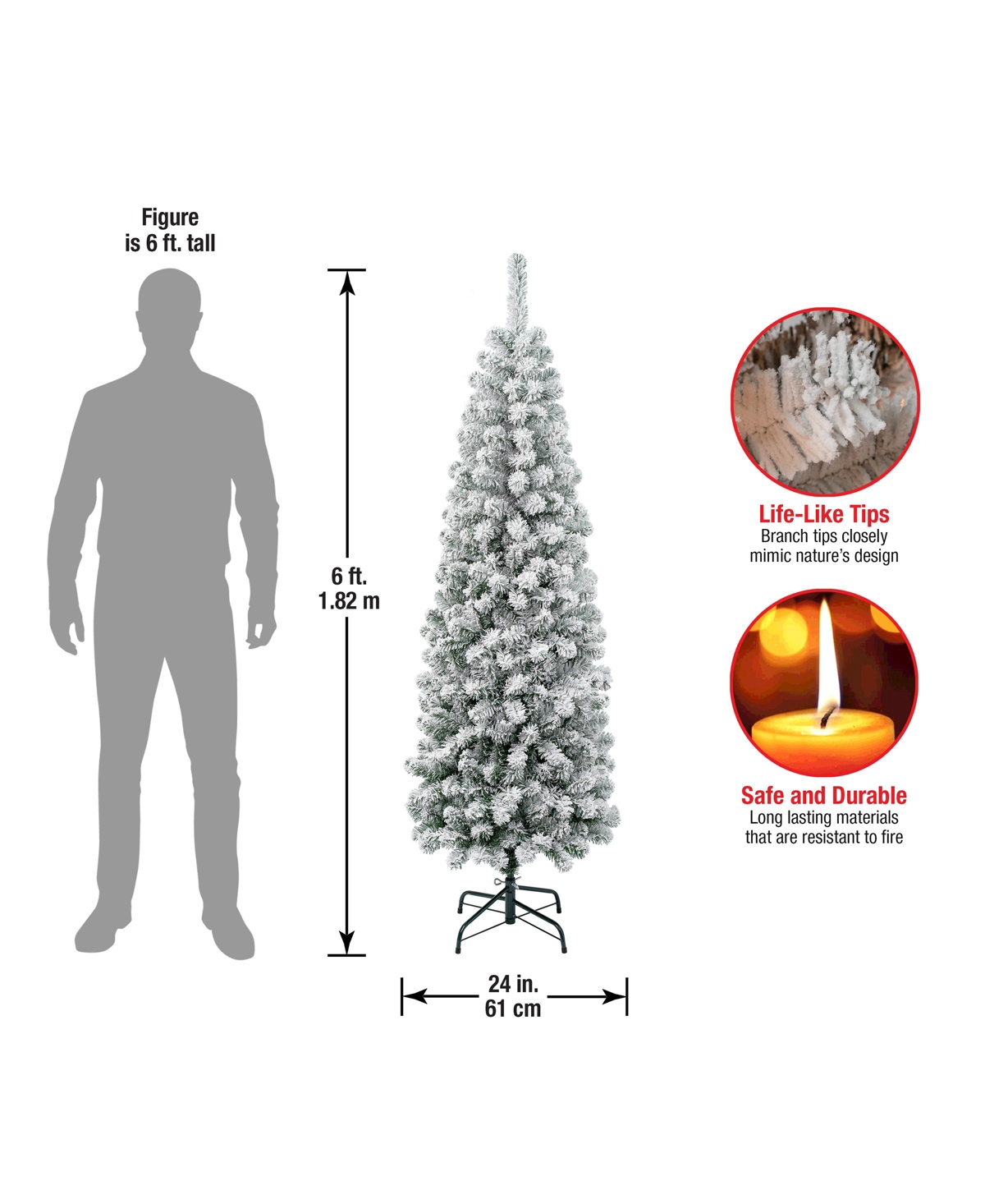 National Tree Company First Traditions 6' Acacia Pencil Slim Flocked Tree In Green