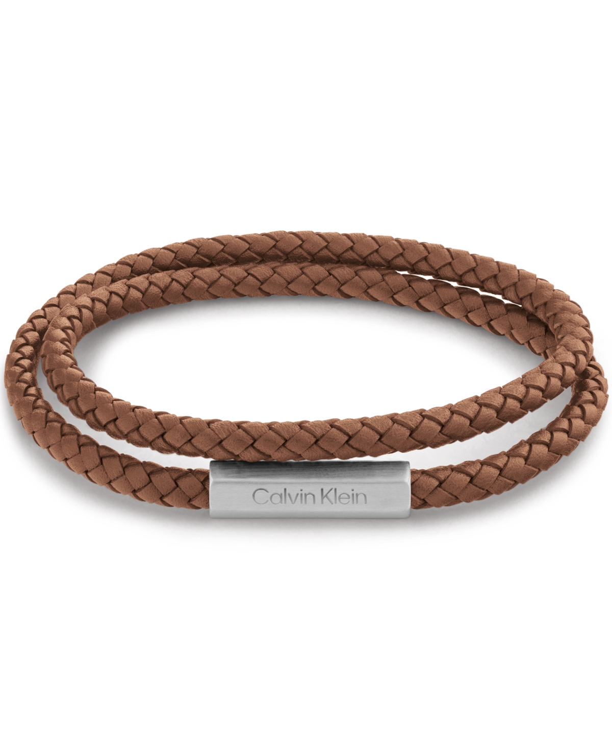 Calvin Klein Men's Double Wrapped Leather Bracelet In Brown