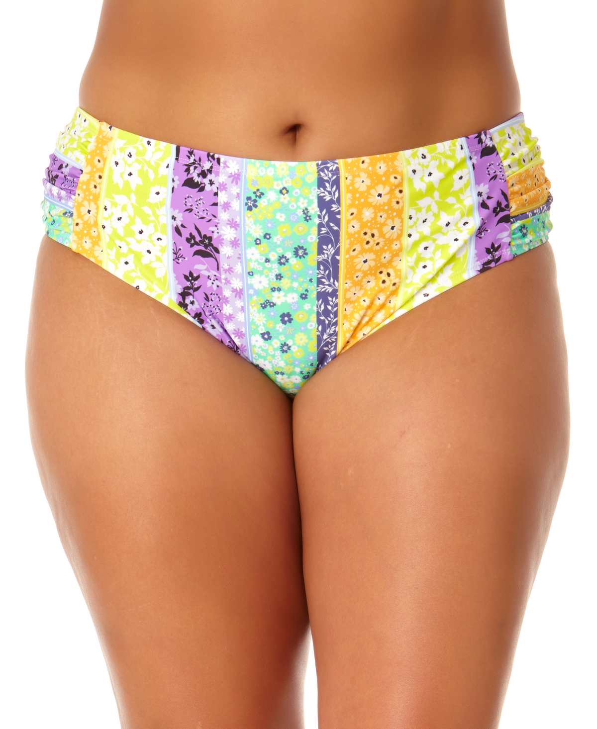 Plus Size Soft Side-Tab Mid-Rise Bikini Bottoms - Multi Color