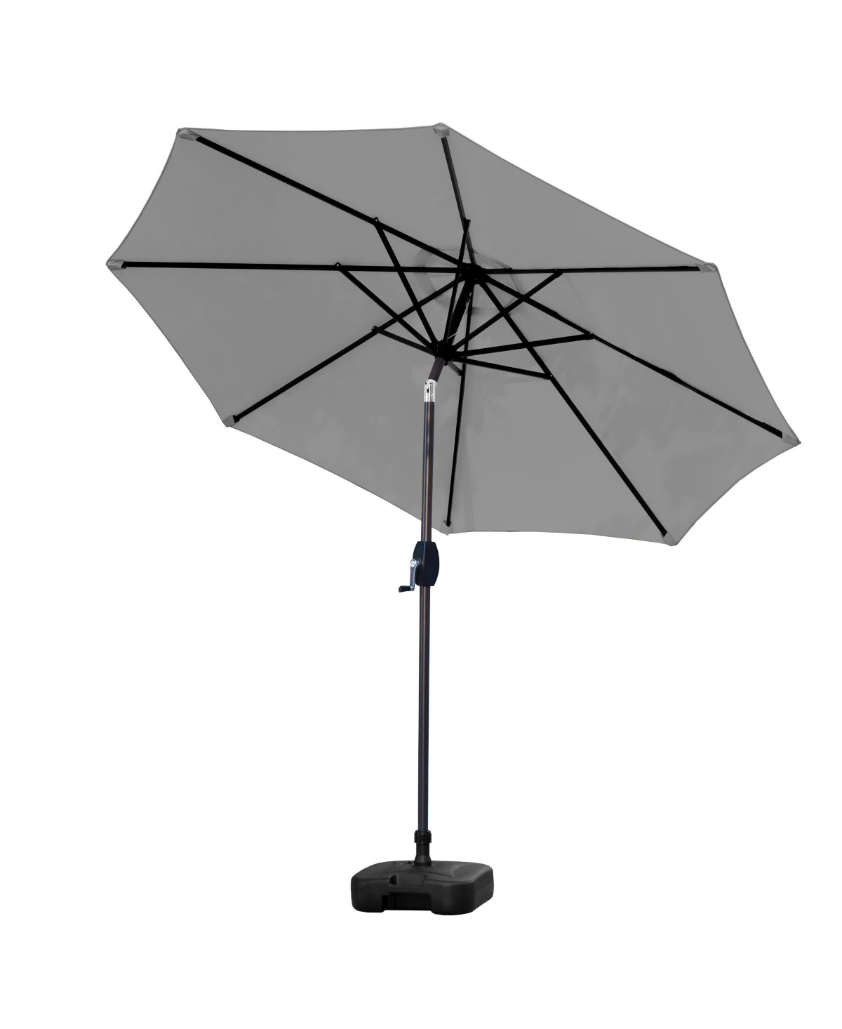 9 Ft Outdoor Patio Market Umbrella with Square Plastic Fillable Base - White