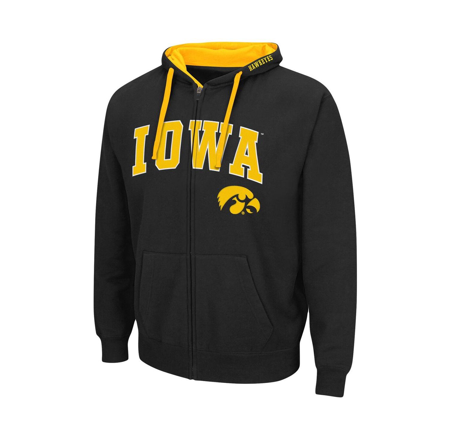 Men's Black Iowa Hawkeyes Big and Tall Full-Zip Hoodie