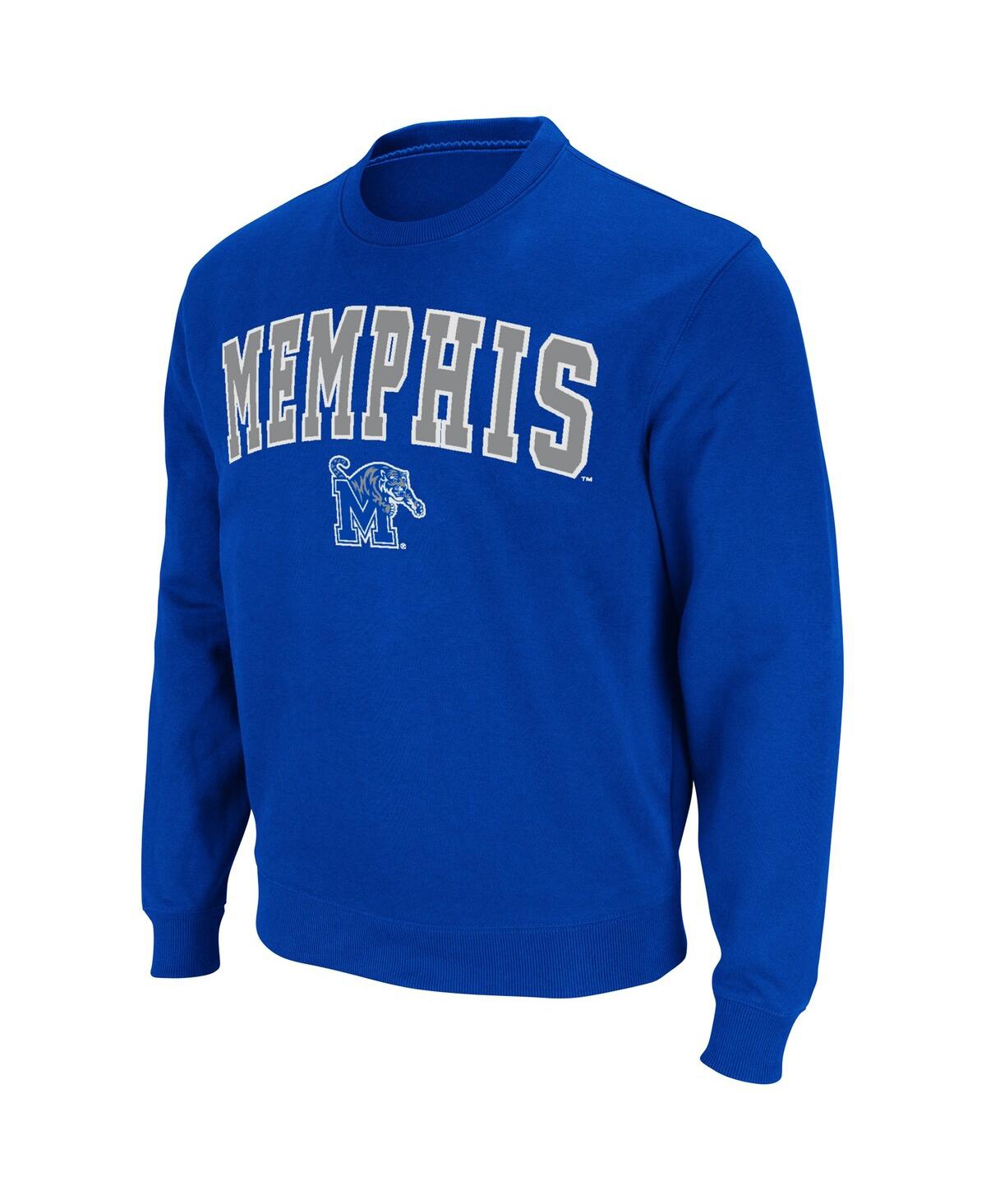 Colosseum Men's  Royal Memphis Tigers Arch & Logo Tackle Twill Pullover Sweatshirt In Royal