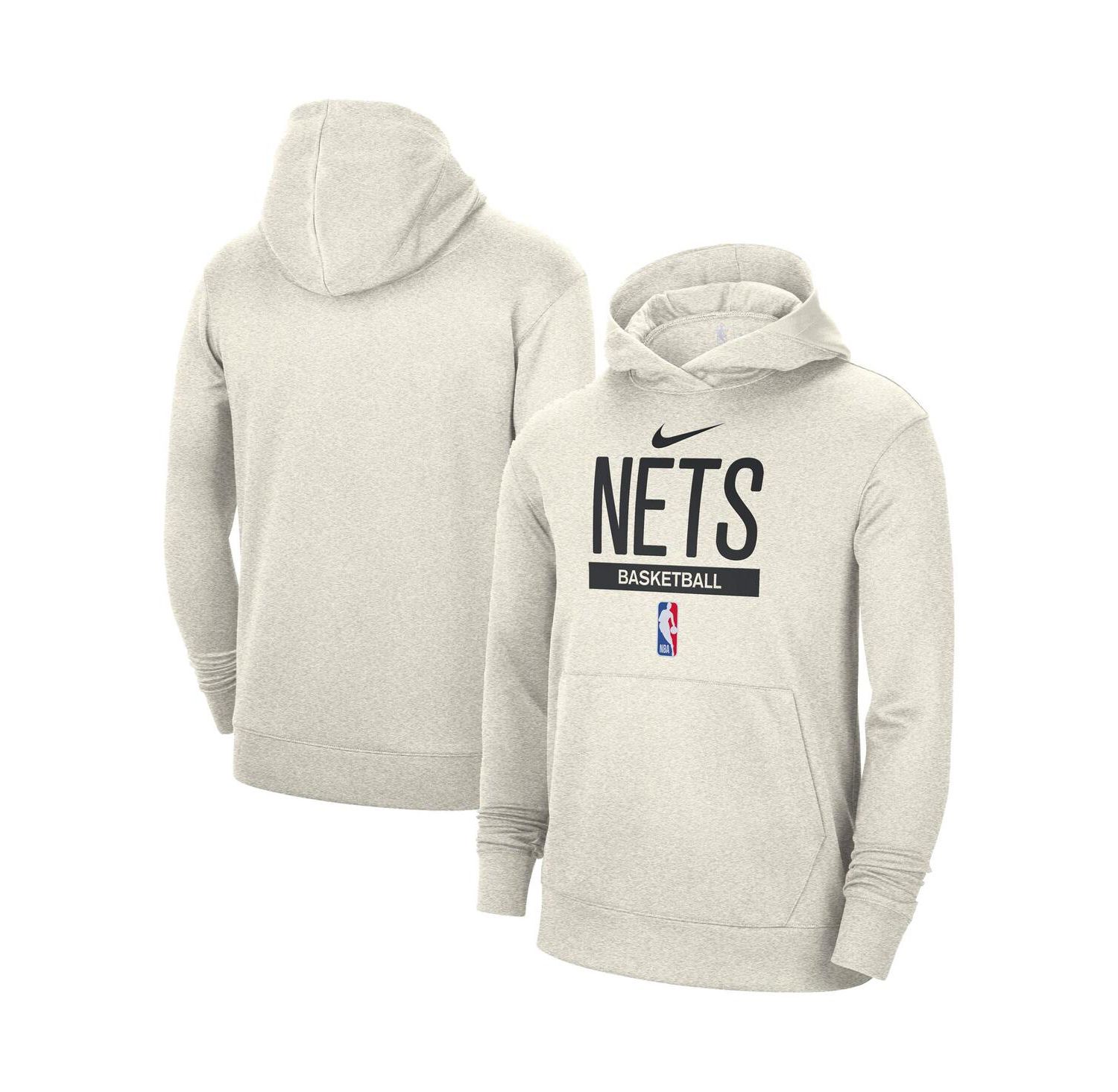 Men's Cream Brooklyn Nets 2022/23 Spotlight On-Court Practice Performance Pullover Hoodie