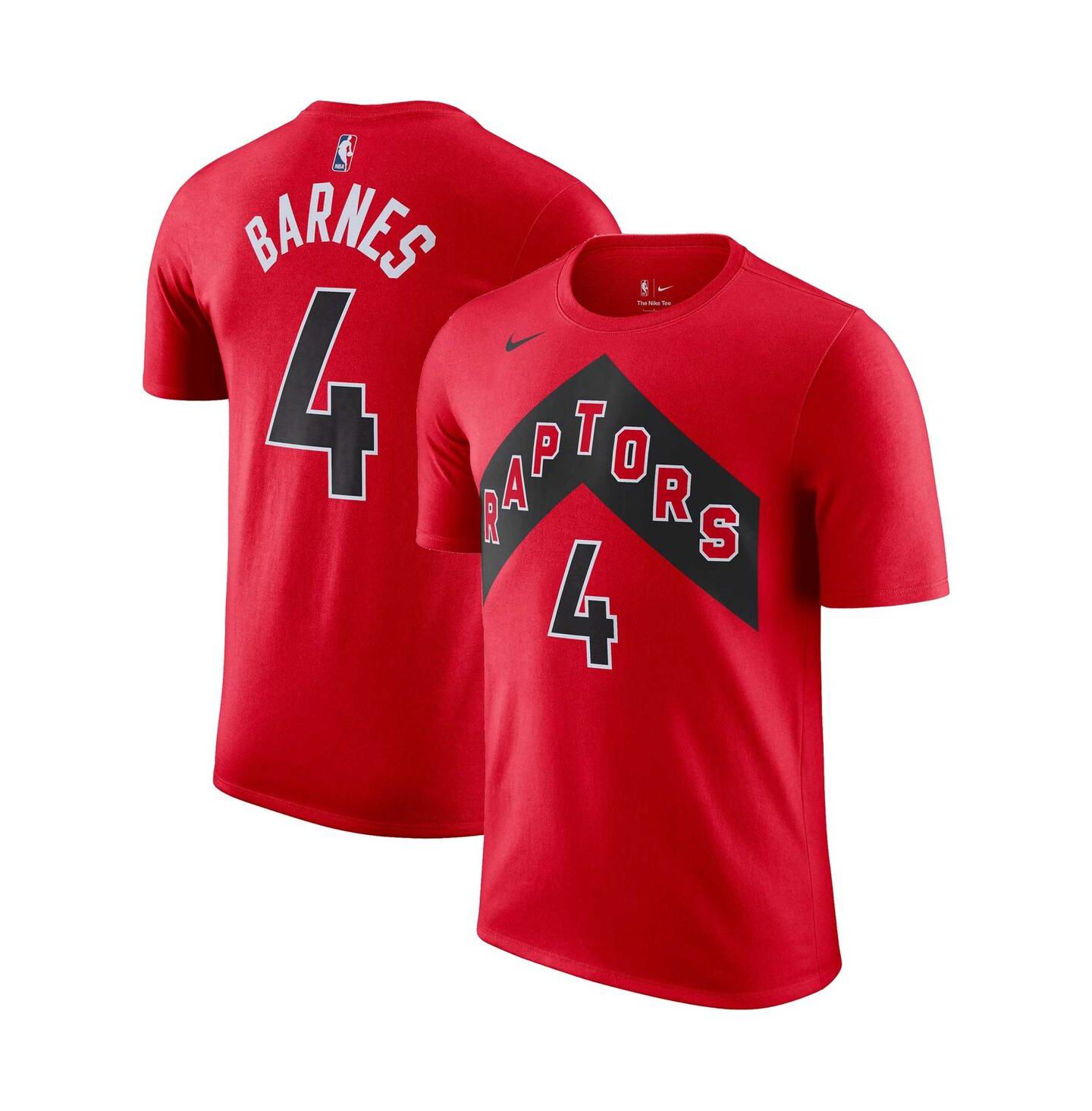 Мужская футболка Nike Scottie Barnes Red Toronto Raptors Icon 2022/23 Name and Number Performance — фото 4