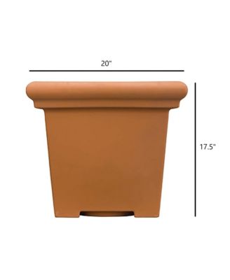 Plastic Terrazzo Square Planter Terra Cotta - 20 Inch