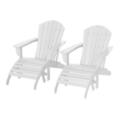 Adirondack Chair with Footrest Ottoman Set (Set of 2)