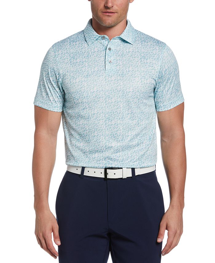 PGA TOUR Men's Athletic-Fit Etched Print Short Sleeve Golf Polo Shirt ...