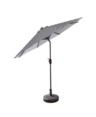 9 Ft Outdoor Patio Market Umbrella with Bronze Round Base