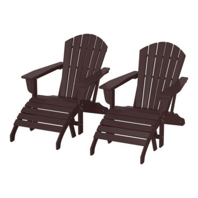 Adirondack Chair with Footrest Ottoman Set (Set of 2)