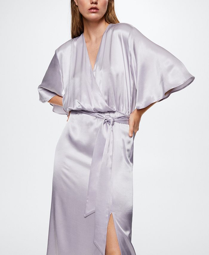 MANGO Women's Wrapped Satin Dress - Macy's