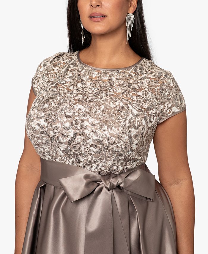 XSCAPE Plus Size Embroidered Sequined Ball Gown Macy s