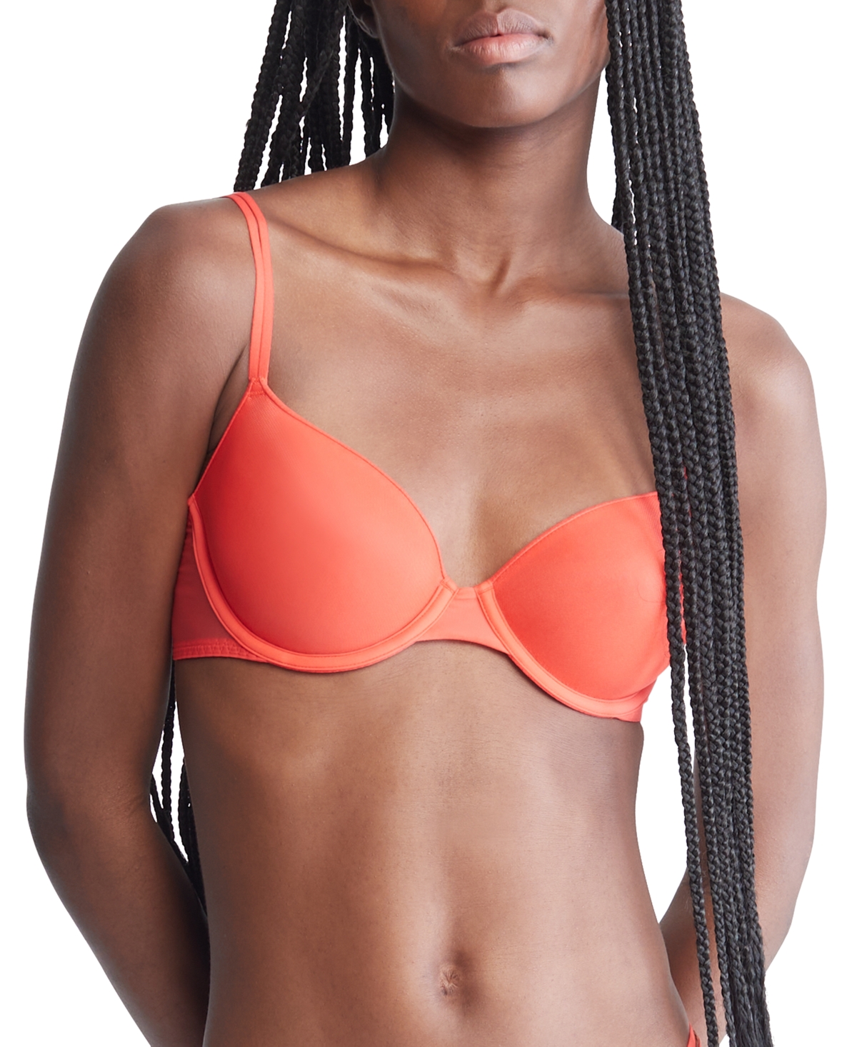 Calvin Klein Sheer Marquisette Unlined Plunge Bra In Orange Odyssey |  ModeSens