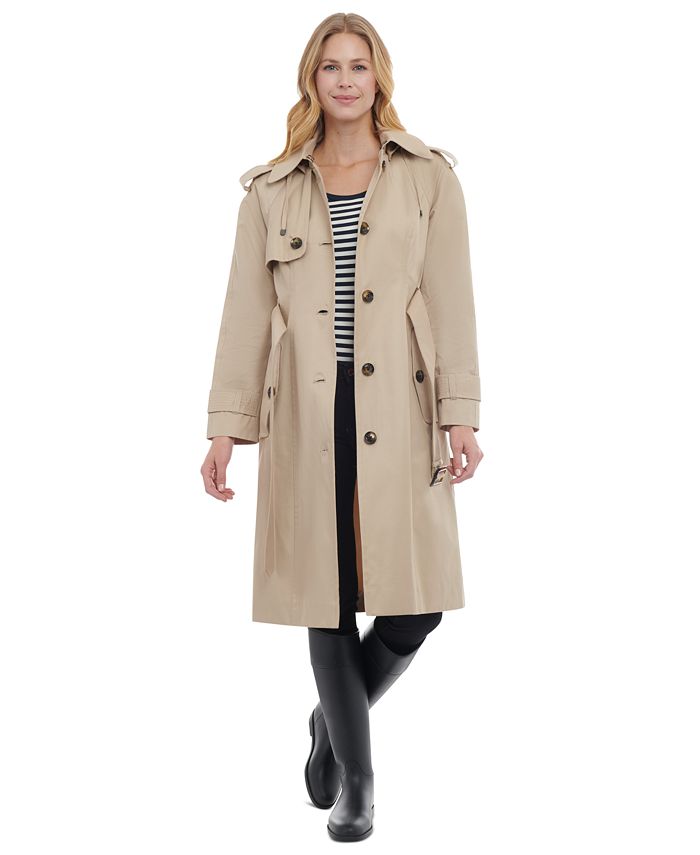 London Fog Women's Lightweight Hooded Trench Coat Macy's