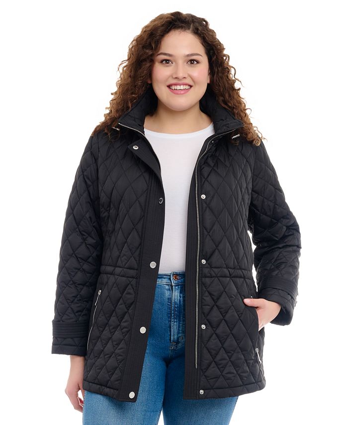 Michael Kors Women's Plus Size Quilted Hooded Anorak Coat & Reviews ...