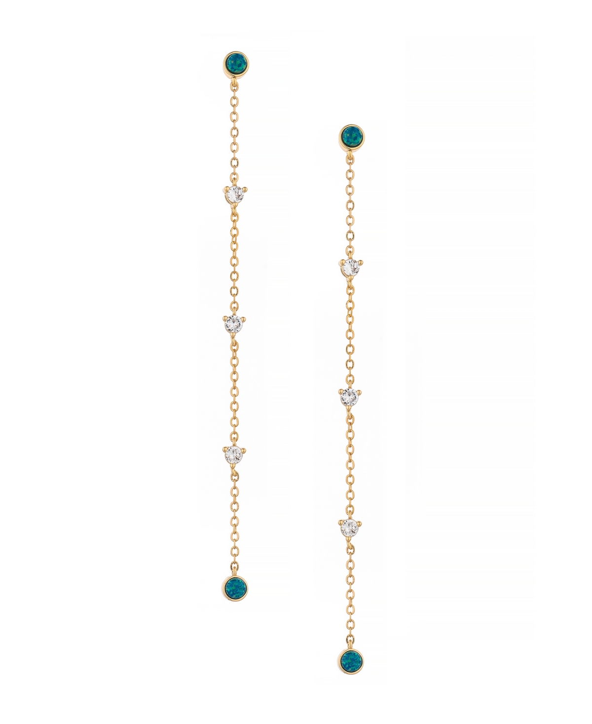 Shop Ettika Green Opal Linear Earrings In 18k Gold Plating