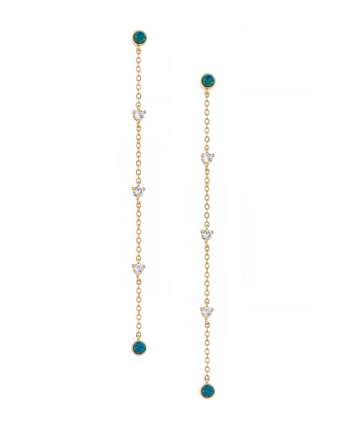 Ettika Green Opal Linear Drop Earrings In Green