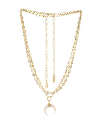 Crystal Dotted Horn Necklace in 18K Gold Plating Set, 2 Piece