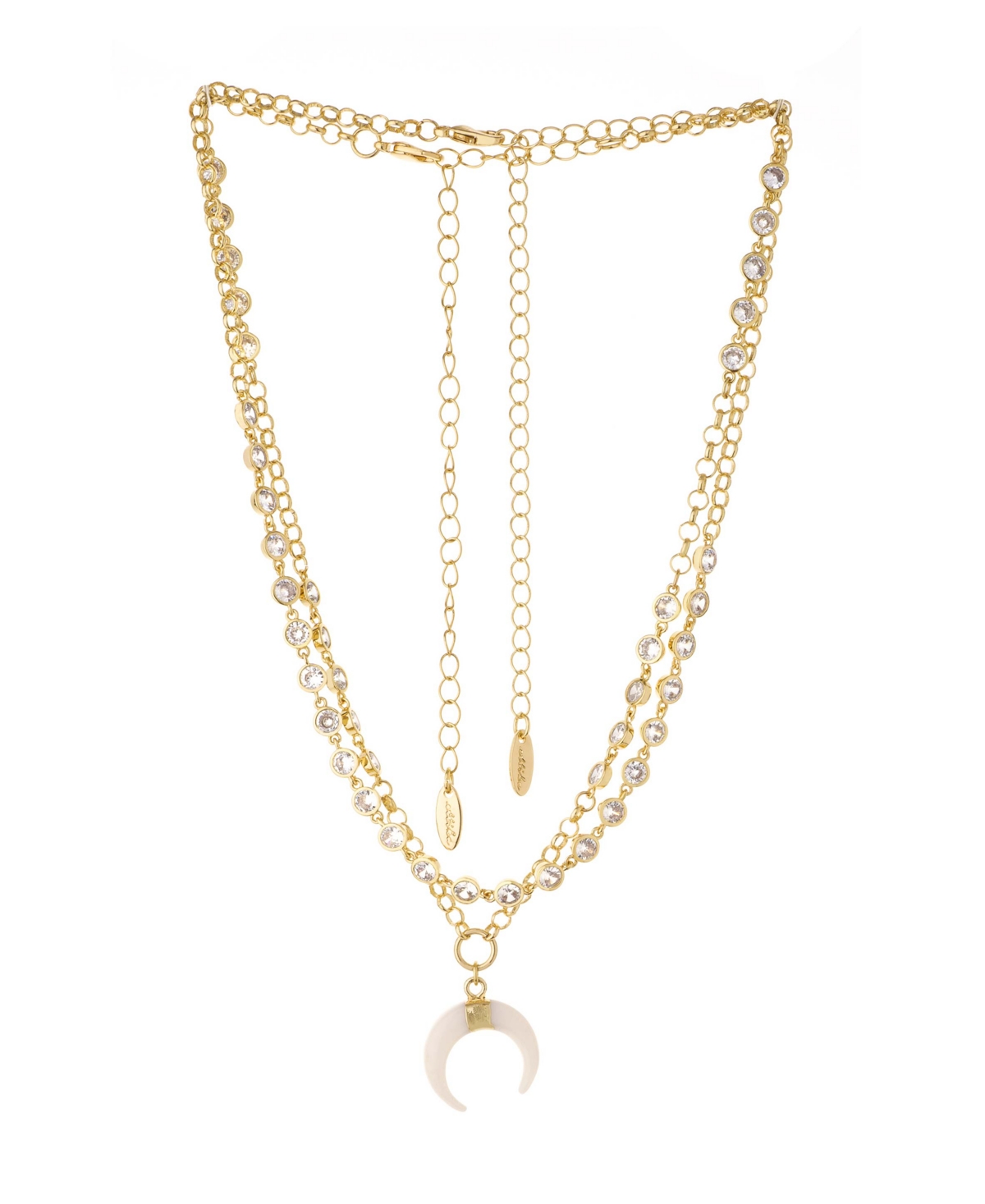 Ettika Crystal Dotted Horn Necklace in 18KPlating Set, 2 Piece - Gold