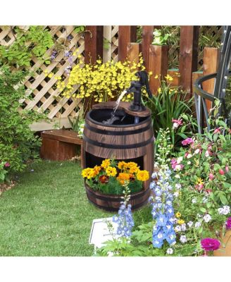 2 Tiers Wooden Water Pump Fountain, Garden Decor, Automatic Pump