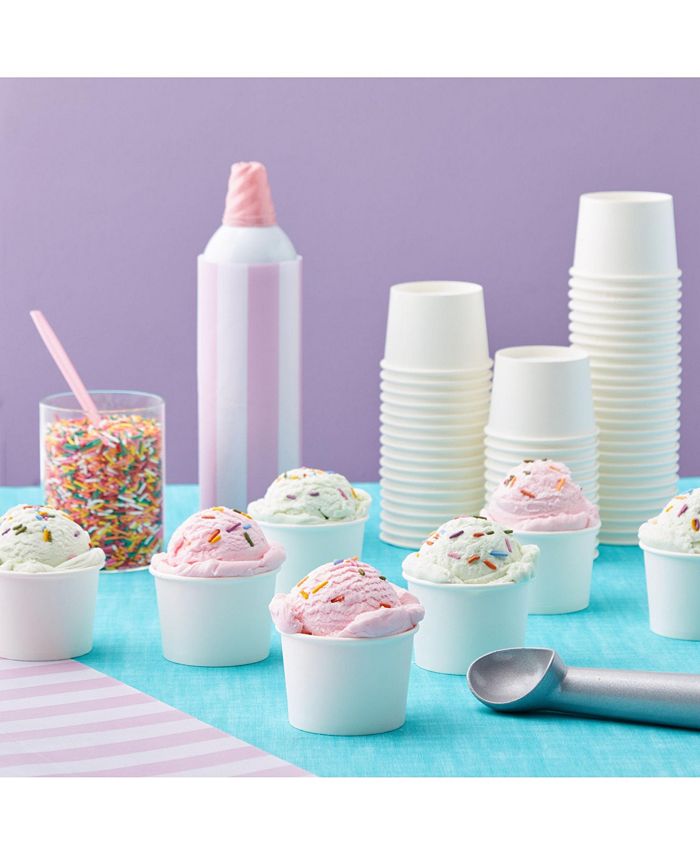 Juvale 100 Pack Disposable Paper Ice Cream Cups, 5oz Dessert Bowls for